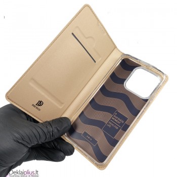 Dux Ducis Skin Pro dirbtinės odos dėklas - auksinės spalvos Xiaomi 13 telefonams Dux Ducis Skin Pro dirbtinės odos dėklas - auksinės spalvos Xiaomi 13 telefonams